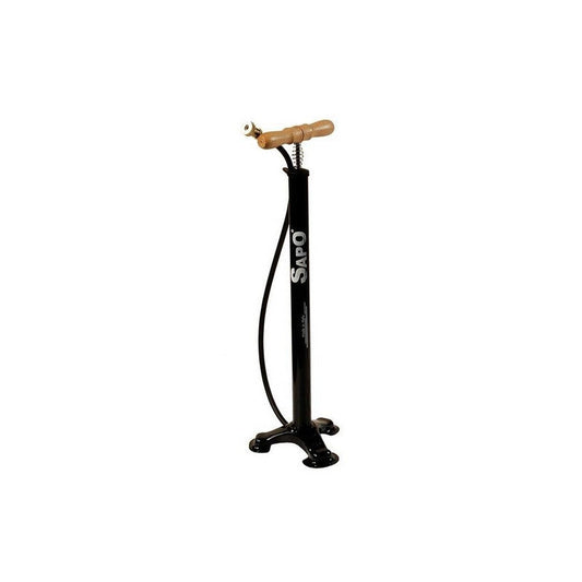 Floor Floor Pump N.4 C/Ergon wooden handle. And 20bar black pressure fitting