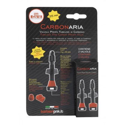 Coppia Di Valvole Presta Tubeless In Carbonio - 35mm